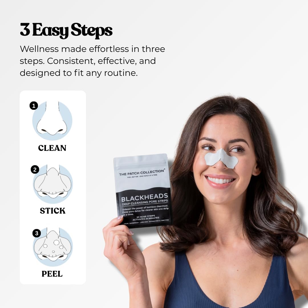 The Patch Collection® – Blackheads Deep Cleansing Pore Strips | Charcoal, Witch Hazel, Aloe Vera (Pack of 20) - görsel 7