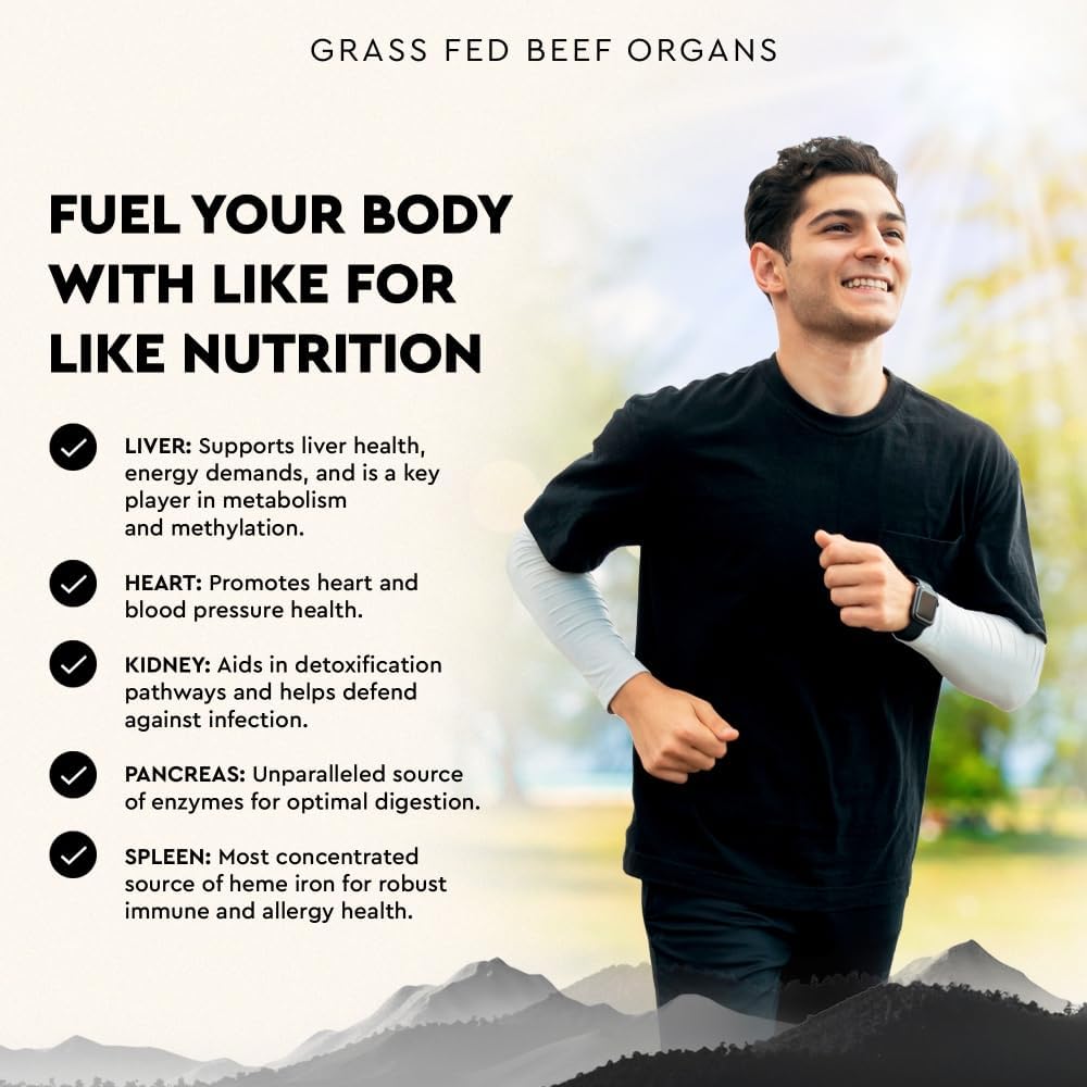 Ancestral Supplements Grass Fed Beef Organ Supplement – Whole Body Wellbeing Blend, 180 Capsules - görsel 5