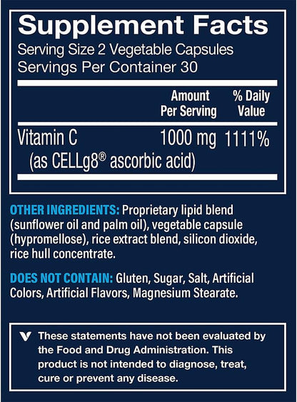 Vthrive Liposomal Vitamin C for Immune Support - Enhanced Bioavailability & Absorption - 1,000 mg (60 Vegetarian Capsules)