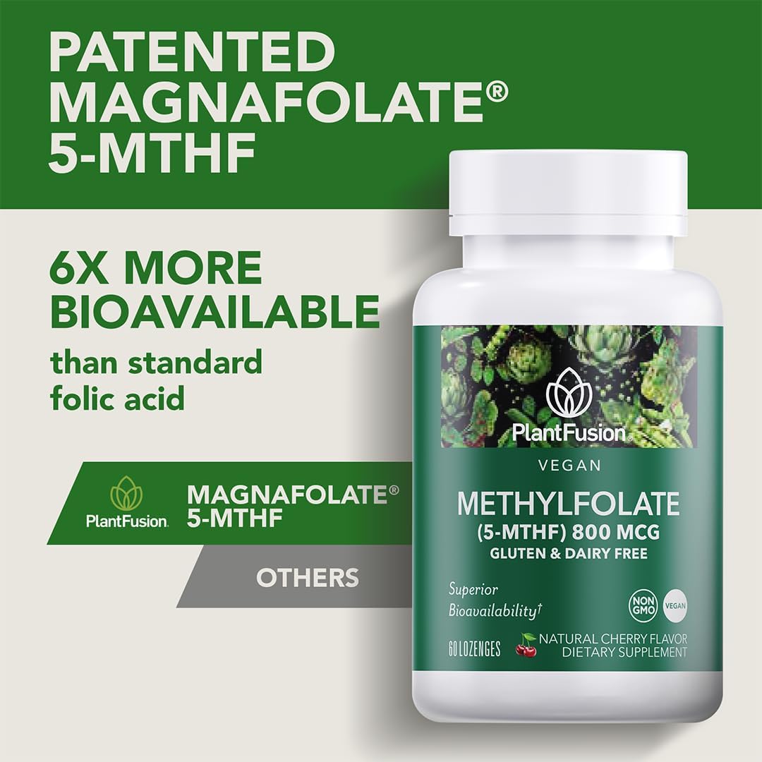 PlantFusion Vegan High Potency Methylfolate 5-MTHF – Fast Acting Sublingual Lozenges – 60 Count - görsel 3