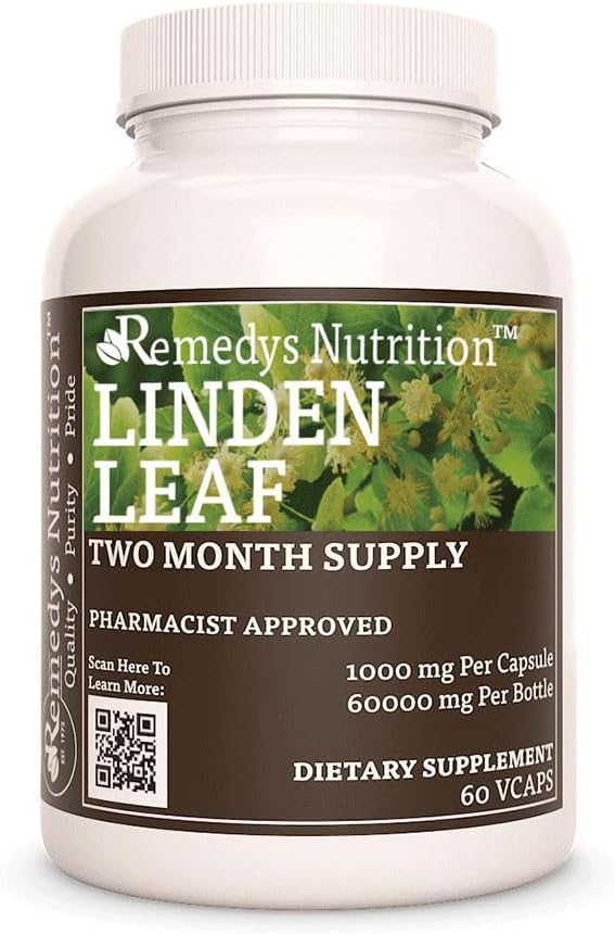 Linden Leaf & Flowers | 1,000 mg, 60 Vegan Capsules Herbal Supplement | Two Month Supply - görsel 1