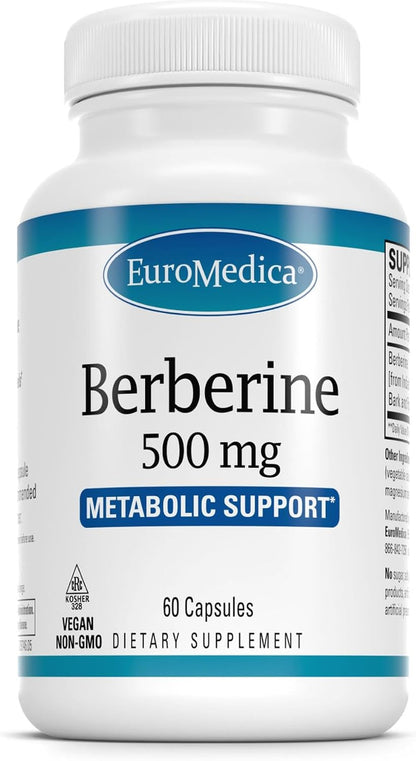 EuroMedica Berberine 500 mg – 60 Vegan Capsules for Brain, Liver & Metabolic Wellbeing