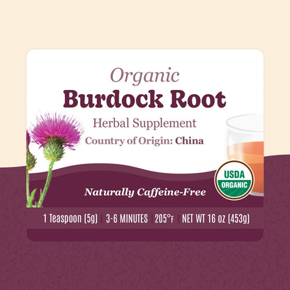 Organic Positively Botanicals Company, Burdock Root, Herbal Tea Loose Leaf Botanical, 453 g