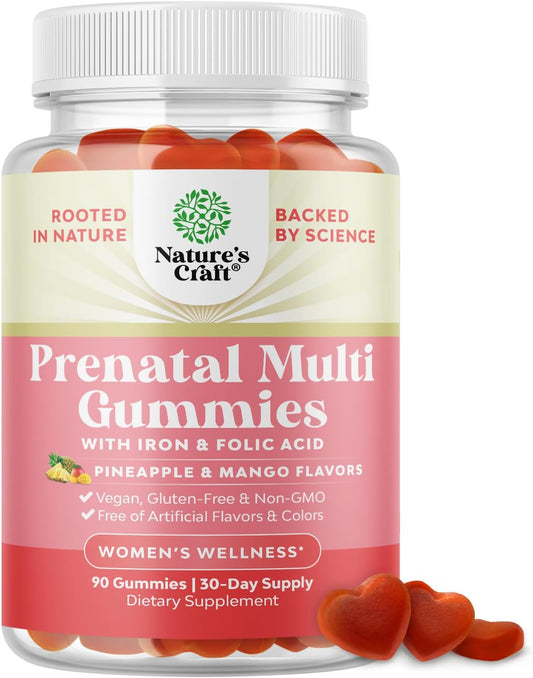 Nature's Craft Vegan Prenatal Gummies for – Folic Acid: This B vitamin is essential for producing red blood cells – Image 1