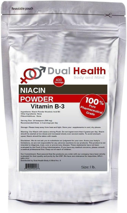 Niacin Powder (454 g) – Vitamin B3 Bulk Supplement, Immediate Release with Flush – Image 1