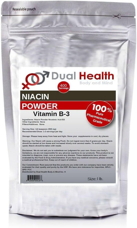Niacin Powder (454 g) – Vitamin B3 Bulk Supplement, Immediate Release with Flush – Image 1