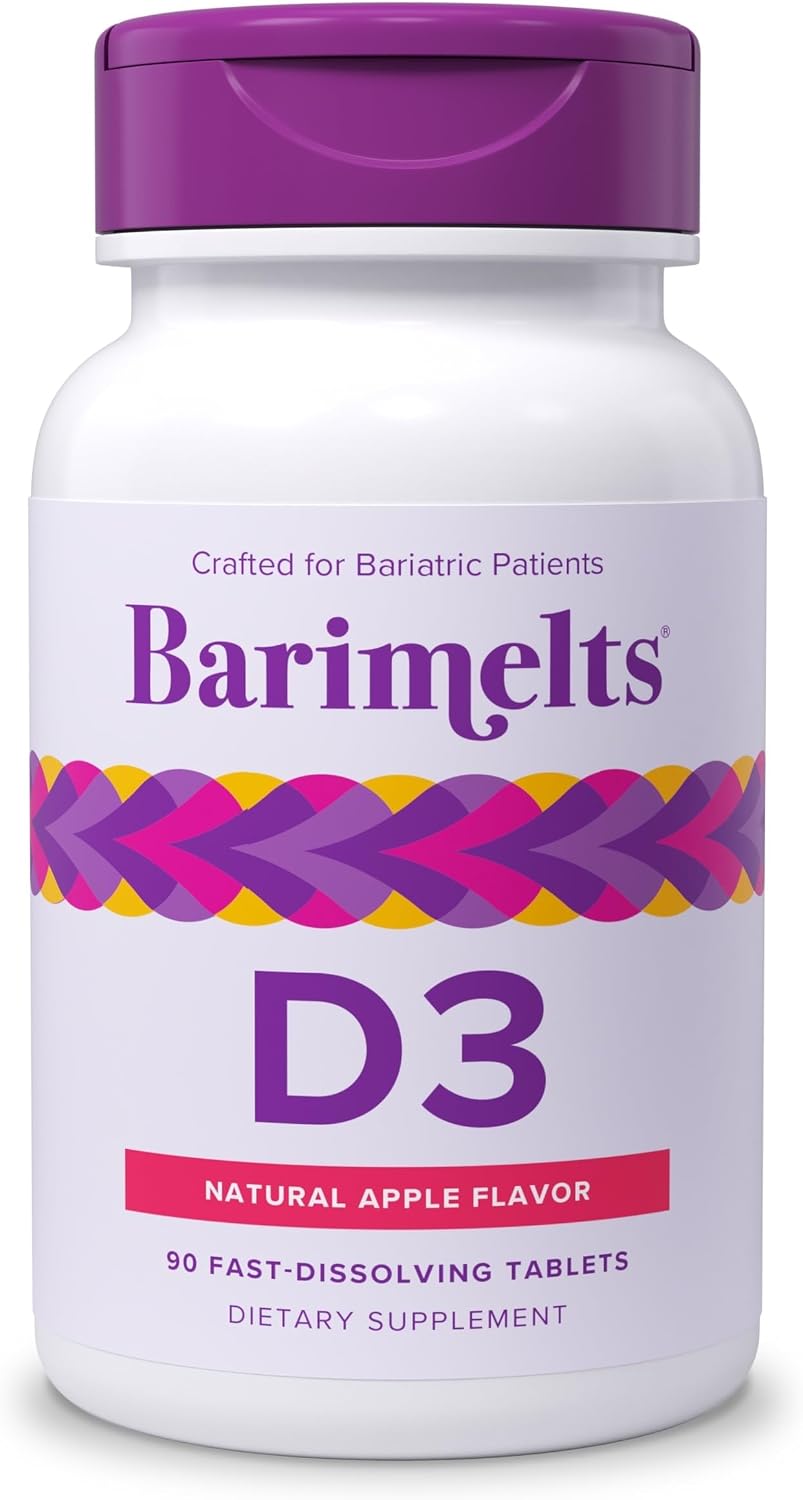 BariMelts Vitamin D3 5000 IU, 90 Fast-Dissolving Tablets (3-Month Supply), Bariatric Vitamins for Women, Natural Apple Flavour - görsel 1