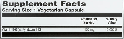 Solaray Vitamin B6 100 mg Timed Release Capsules – Image 3