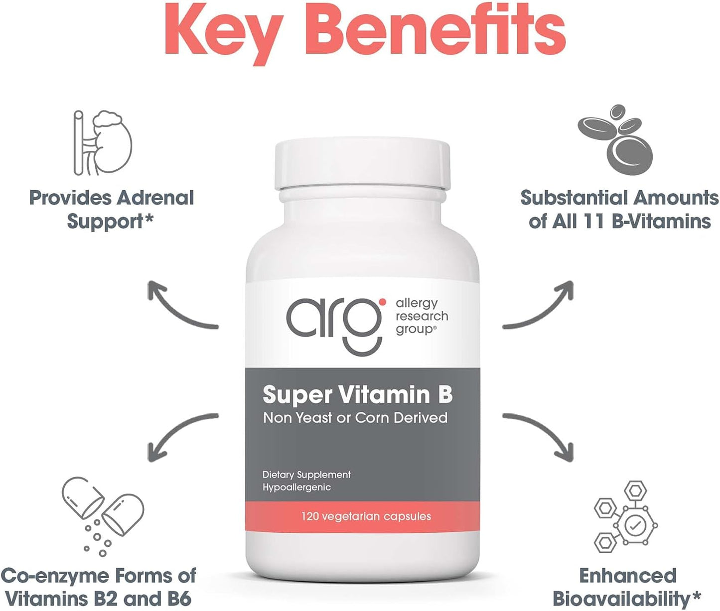 ARG Super Vitamin B - Complete B Vitamin Formula with Coenzyme B2 & B6 - görsel 4