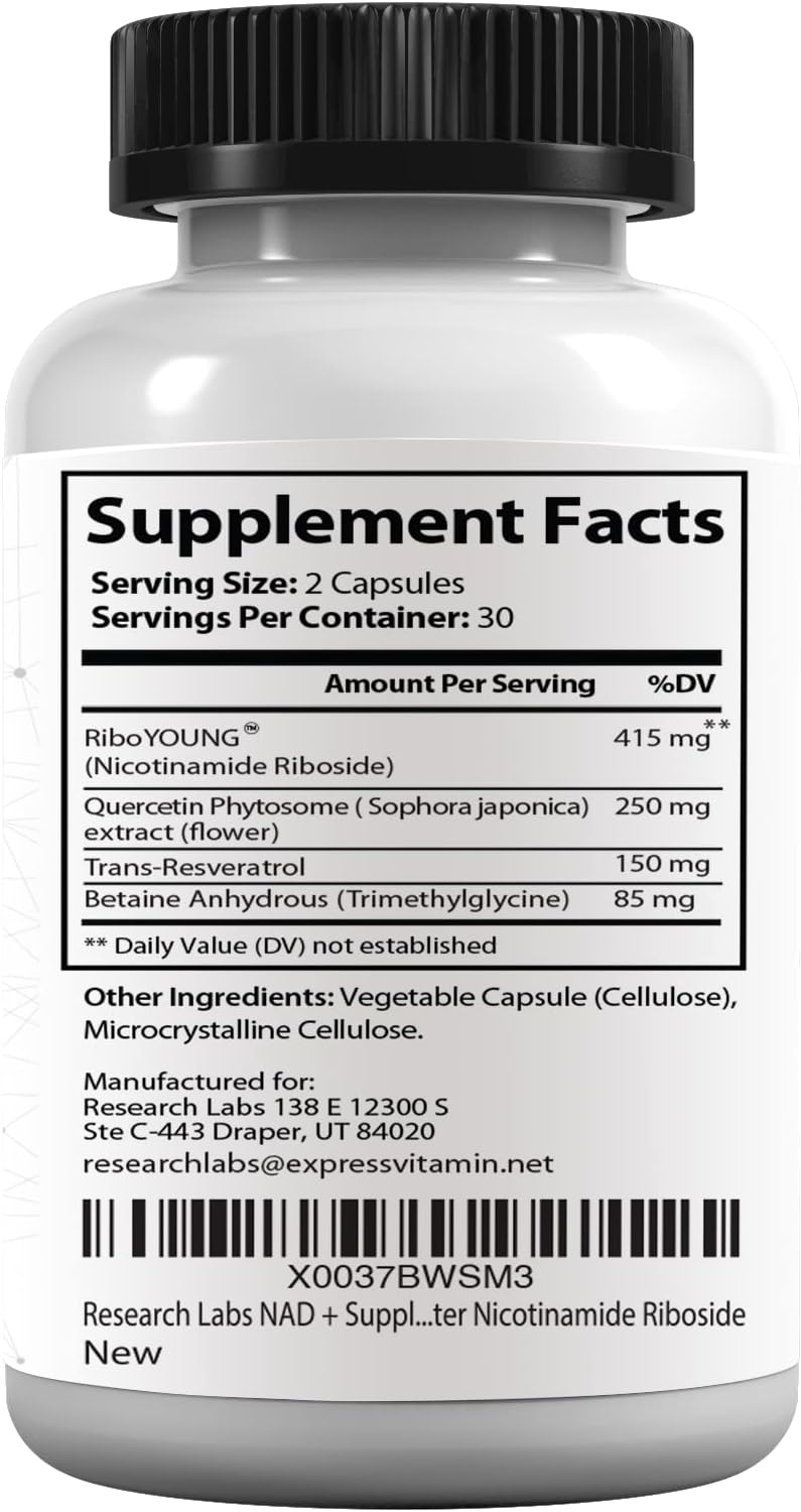 Research Labs NAD+ Supplement – Proprietary Formula with RiboYOUNG™ (120 Capsules) – Image 5