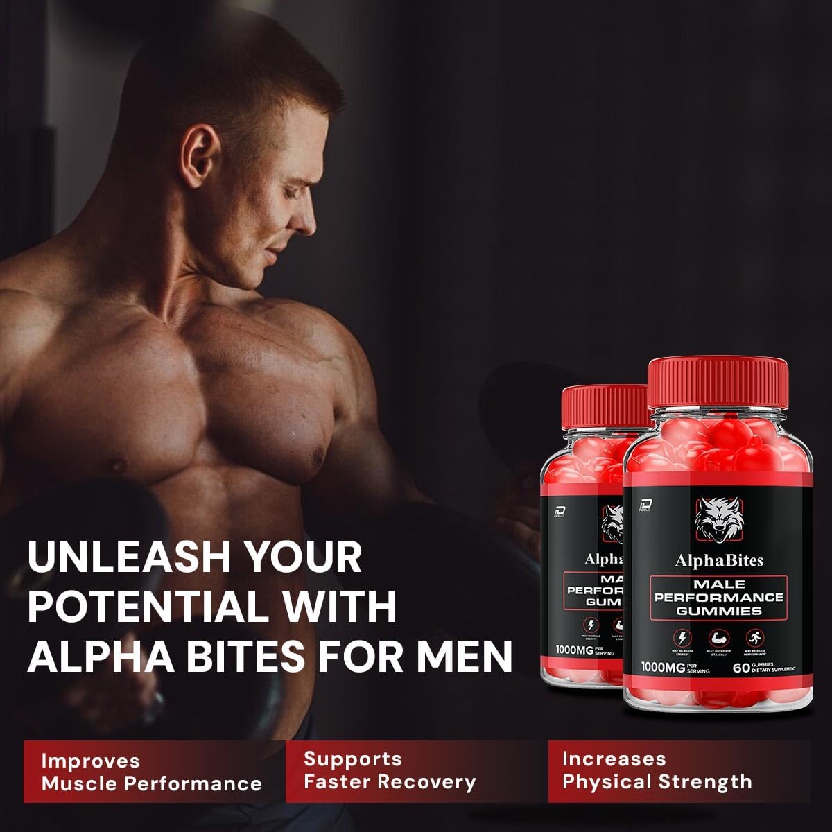 Alpha Bites for Men Gummies – Advanced Formula for Muscle Growth & Overall Health (60 Gummies) - görsel 3