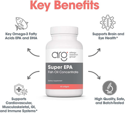 ARG Super EPA – Concentrated Omega-3 Fish Oil – 720 mg EPA & 480 mg DHA – 60 Softgels