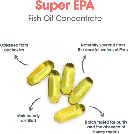 ARG Super EPA – Concentrated Omega-3 Fish Oil – 720 mg EPA & 480 mg DHA – 60 Softgels