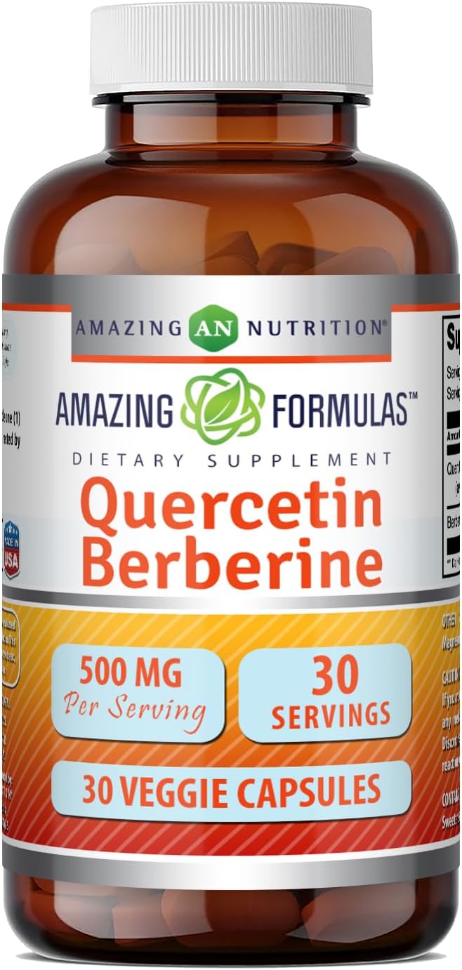 Amazing Formulas Quercetin Berberine – 250 mg Berberine & 250 mg Quercetin, 180 Vegie Capsules (2 Pack) - görsel 5