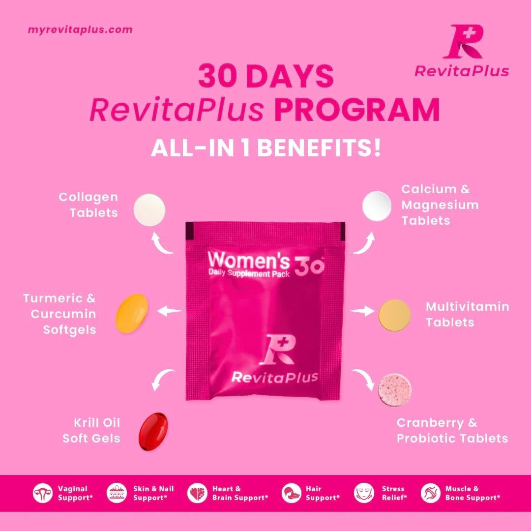 RevitaPlus Multivitamin for Women's with Vitamin A,B,C,D3,E,K2,Biotin, Collagen,Krill Oil,Cranberries Supports – Image 4