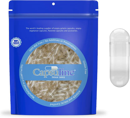 Clear Size 4 Empty Gelatine Capsules by Capsuline - 10000 Count