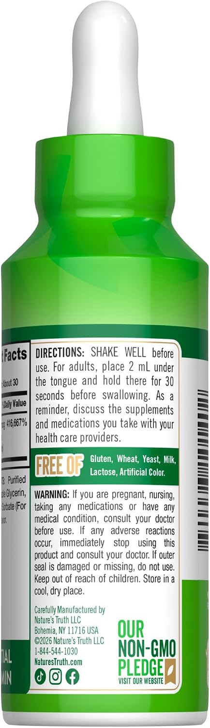 Nature's Truth B12 Sublingual Liquid Drops | 10,000 mcg | 60 mL | Vegan, Non-GM & Gluten free - görsel 7
