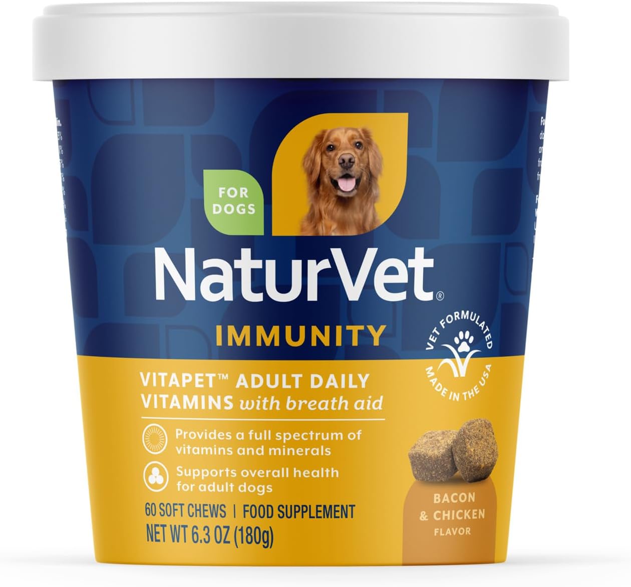 NaturVet VitaPet Adult Daily Vitamins Plus Breath Aid for Adult Dogs, 60 Soft Chews - görsel 1