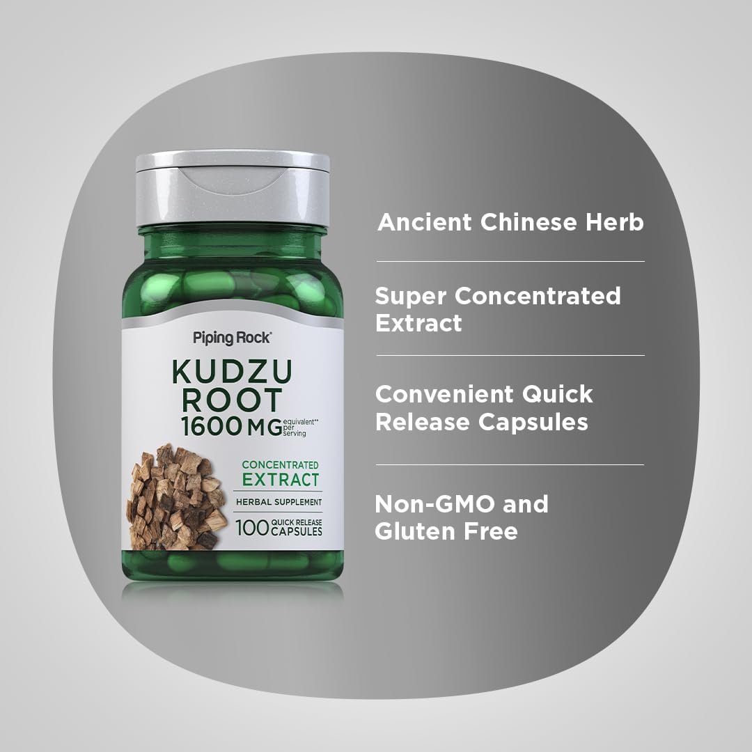 Piping Rock Kudzu Root Capsules | 100 Count | Extract Capsules | Non-GM, Gluten free Supplement - görsel 4