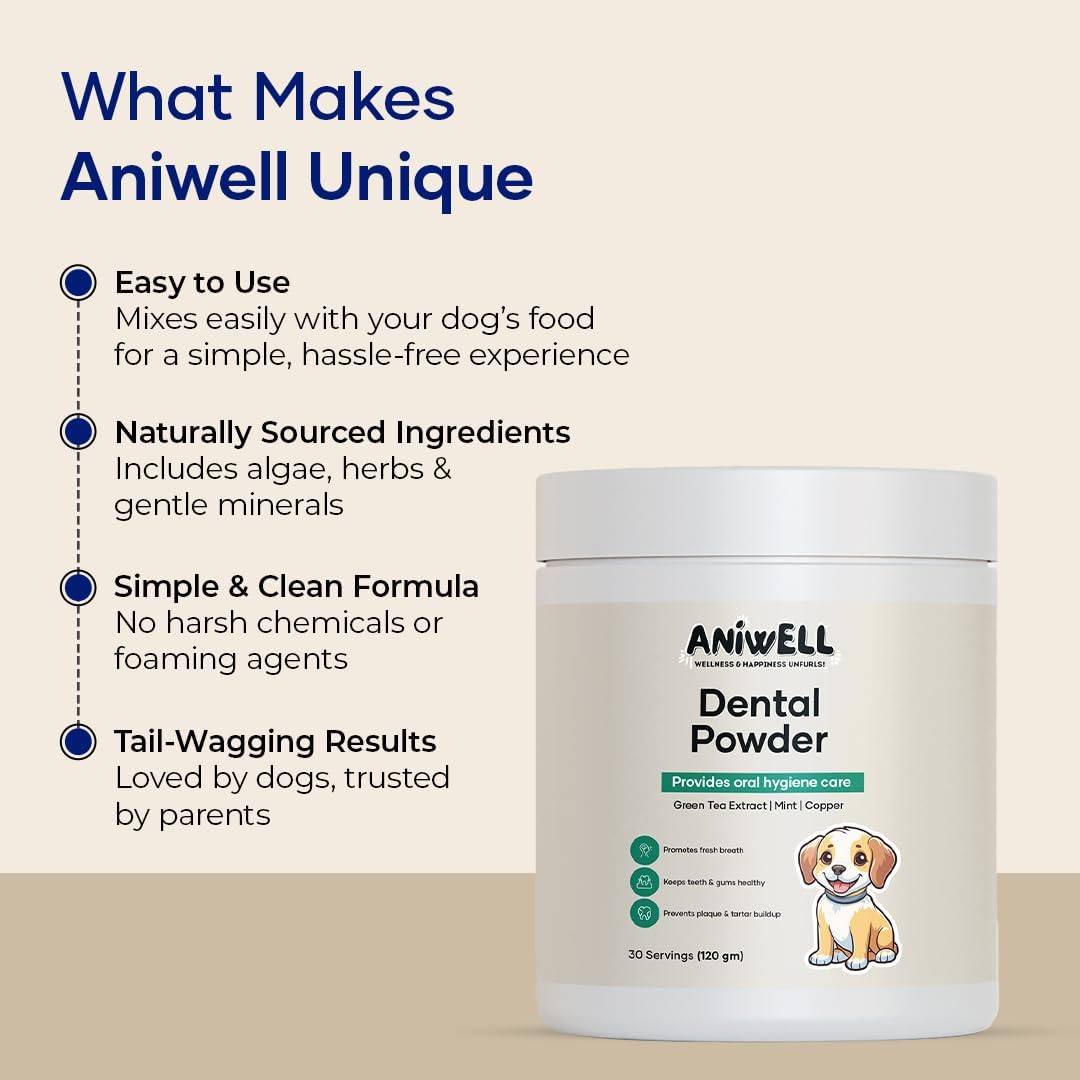 Aniwell Dog Dental Powder - Powered by Herbal Extracts for Fresh Breath and Dental Support (Pack of 3) - görsel 6