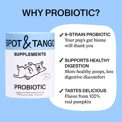 Spot & Tango Probiotics Supplements for Dogs - Vet-Approved for Healthy Digestion and Balanced Gut - Pumpkin, Turmeric, – Image 2