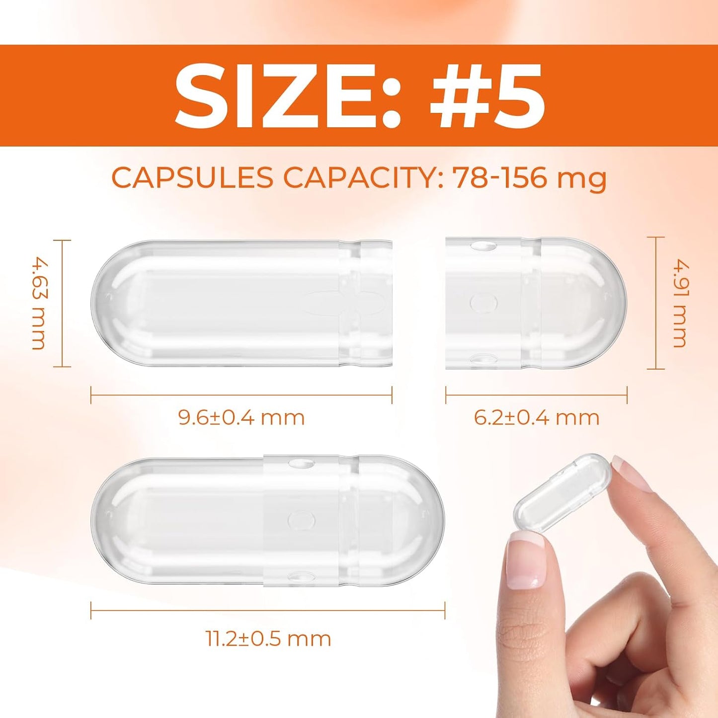 Empty Gelatine Capsules Size 5 (100 Pack) - Very Small Empty Capsules for DIY Filling with 2 Filling Spoons - görsel 2