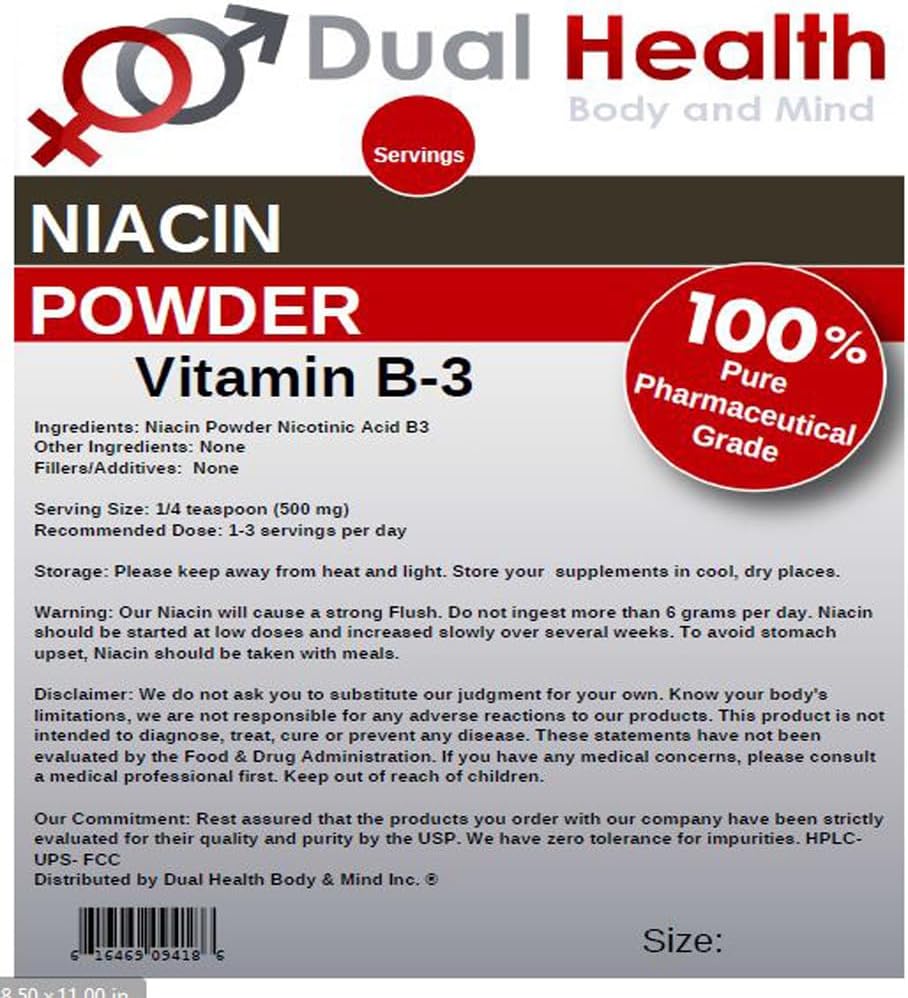 Niacin Powder (454 g) – Vitamin B3 Bulk Supplement, Immediate Release with Flush – Image 3