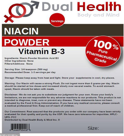Niacin Powder (454 g) – Vitamin B3 Bulk Supplement, Immediate Release with Flush – Image 3