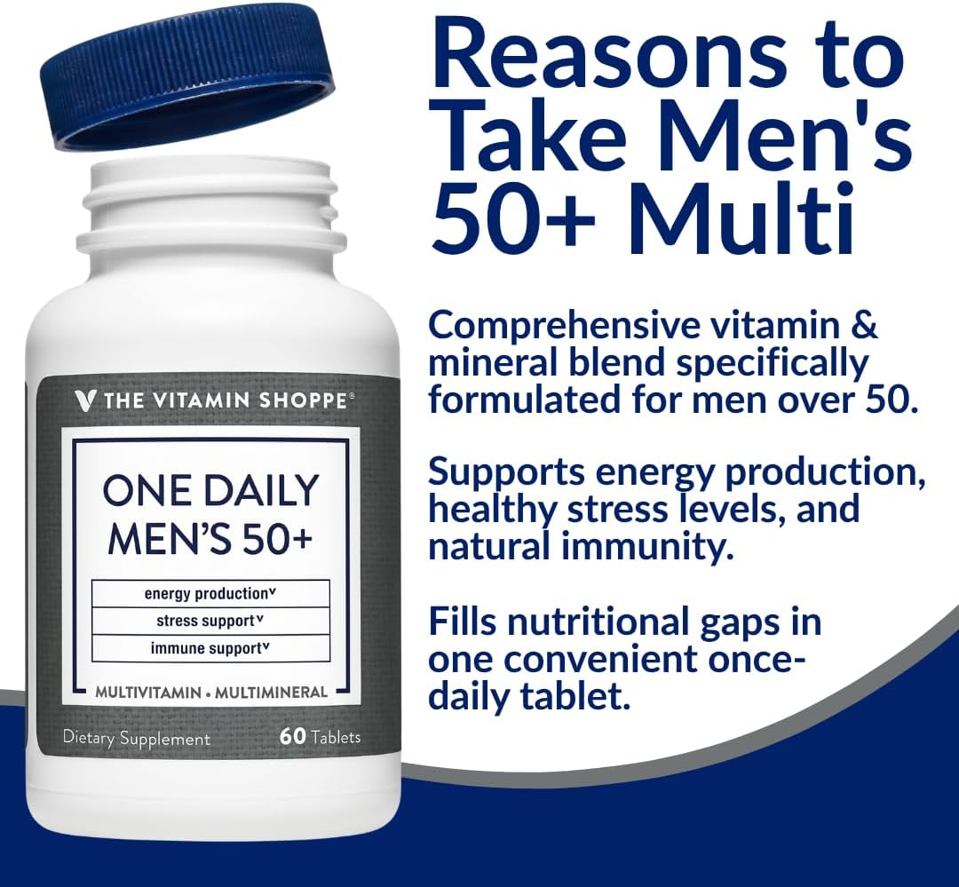 The Vitamin Shoppe One Daily Men's 50+ Multivitamin, 60 Tablets - görsel 4