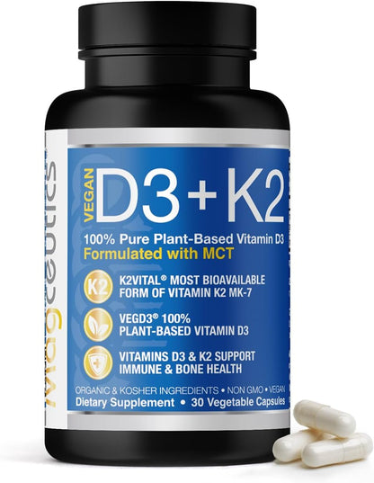 Magceutics Vitamin D3 K2 with MCT, 5000 IU Vegan D3 & 100 mcg MK7 K2 - 60 Capsules
