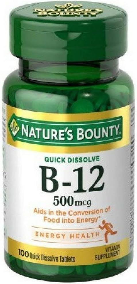 Nature's Bounty Vitamin B-12 500 mcg Microlozenges, 100 Count (Pack of 6) - görsel 1