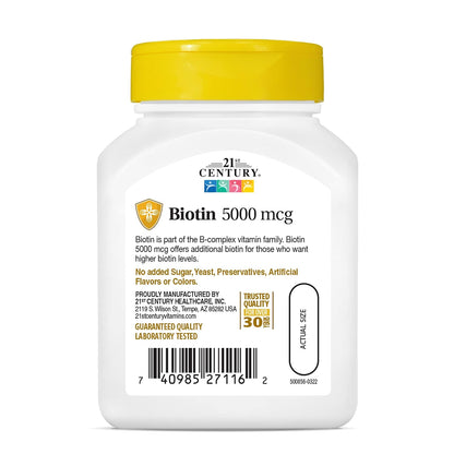 21st Century Biotin, 5,000 mcg, 110 Capsules