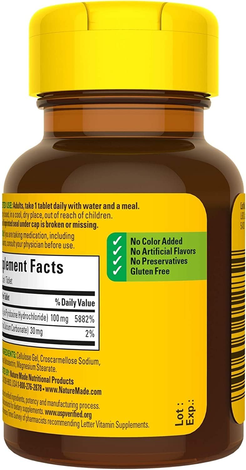 Nature Made Vitamin B6 100 mg Tablets (Pack of 4) - görsel 4