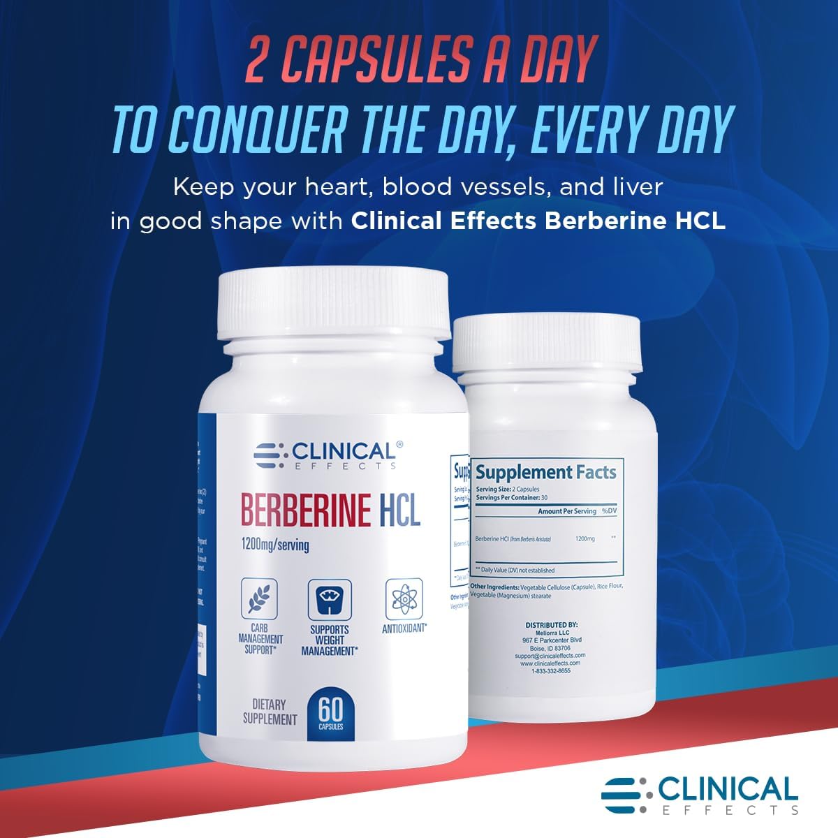 Clinical Effects Berberine HCL 1200mg - 3 Pack - Vegan Supplement - görsel 3