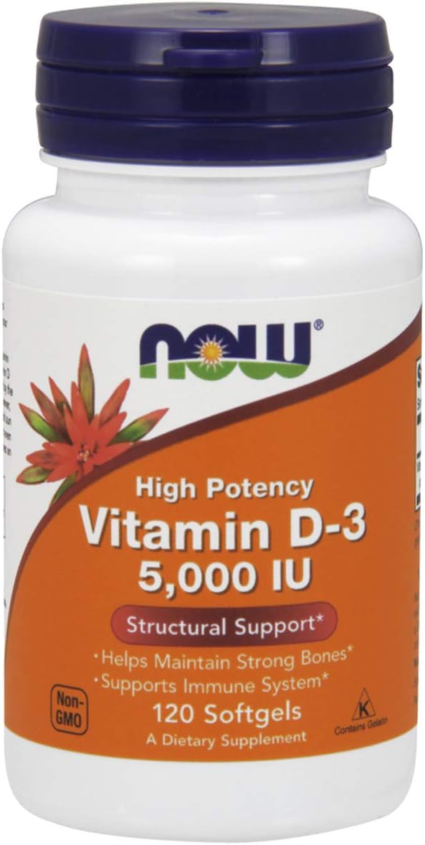 NOW Vitamin D-3 5,000 IU, 120 Softgels - görsel 1