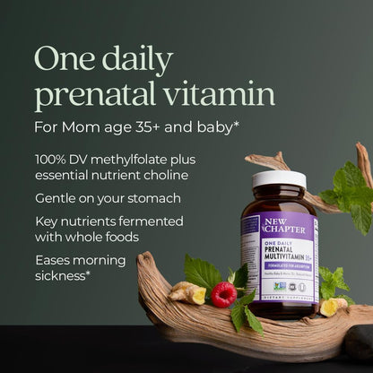 New Chapter Prenatal Vitamins – One Daily Multivitamin for Women 35+ with Methylfolate & Choline, 90 Tablets