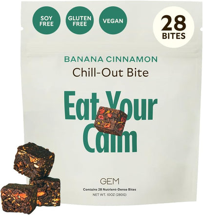 GEM Calm Bite - Banana Cinnamon | Magnesium L-Threonate, Golden Chlorella, Lemon Balm | Supports Calm Mind & Clarity | 7 Count