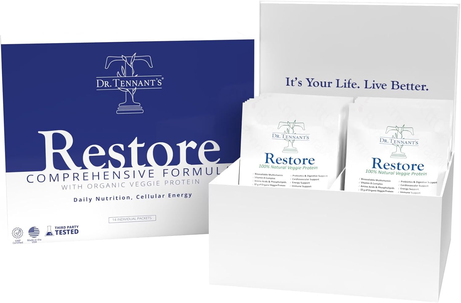 Dr Tennant's Restore Vanilla Shake: 50+ Methylated Vitamins & Minerals with 23g Vegan Protein, 14-Day Supply - görsel 8