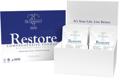 Dr Tennant's Restore Vanilla Shake: 50+ Methylated Vitamins & Minerals with 23g Vegan Protein, 14-Day Supply