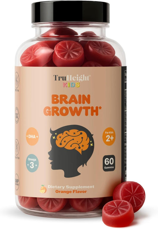 TruHeight Kids Brain Growth Gummies - Orange – DHA (Docosahexaenoic Acid): An Omega-3 fatty acid that's a major – Image 1