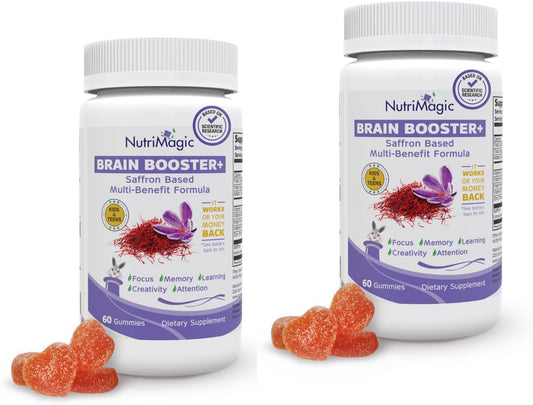 NutriMagic Kids Brain Booster+ Saffron Extract Focus Gummies & Multivitamin – 2 Pack (60 Serves) – Image 1