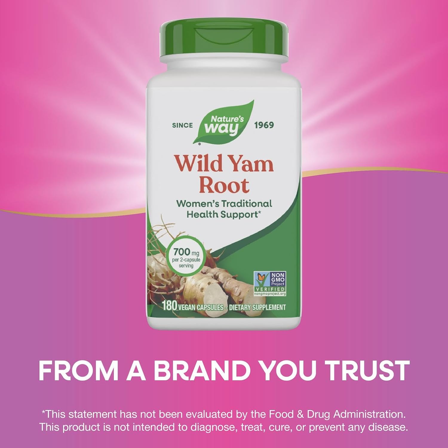 Nature's Way Wild Yam Root Capsules, Women's Traditional Support, 700 mg, 180 Vegan Capsules - görsel 5