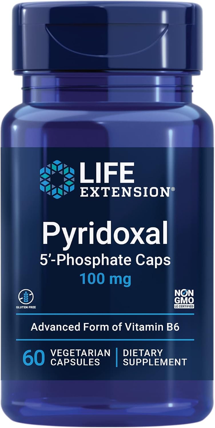 Life Extension Pyridoxal 5'-Phosphate (P5P) - Vitamin B6 100 mg, 60 Vegetarian Capsules - görsel 1