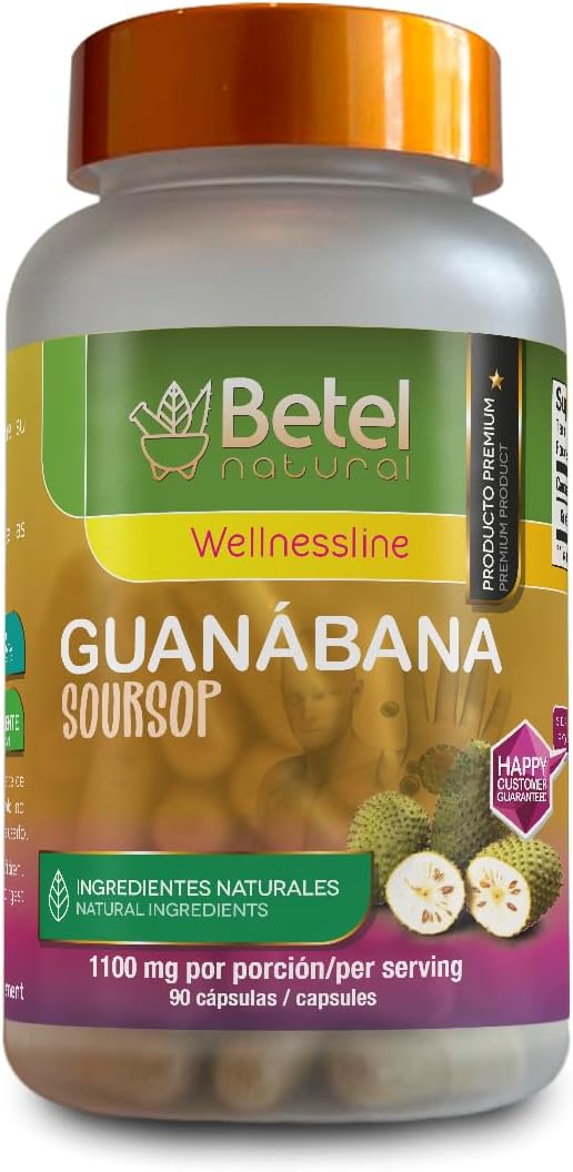 Betel Natural Premium Guanabana Graviola Capsules - 1500 mg - 90 Capsules – Image 1