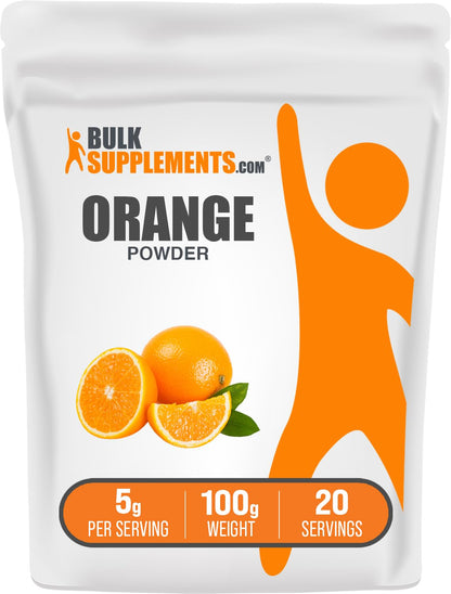 BulkSupplements Orange Powder - Orange Fruit Powder, Nutrient-Rich Flavouring - Gluten free, 5g per Serving, 500g (Pack of 1)