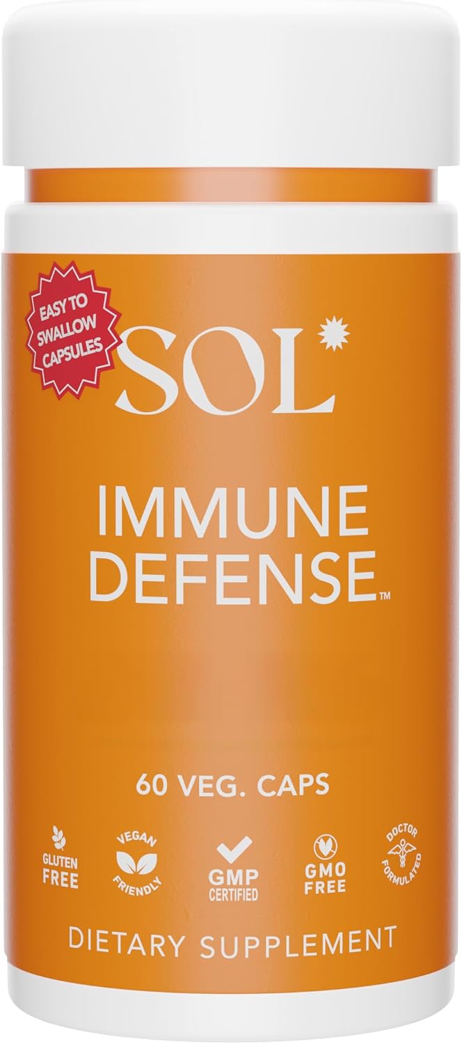 Immune Defence Supplement: Clears Allergens, Builds Strong Immune System, 15X More Powerful, Astragalus, Gotu Kola, Andrographis, 60 Easy to swallow Capsules, SOL Nutrition - görsel 1