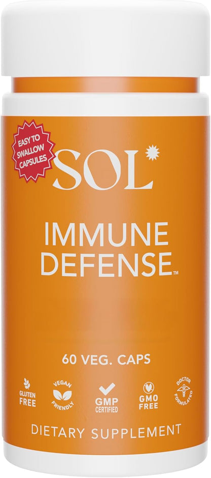 Immune Defence Supplement: Clears Allergens, Builds Strong Immune System, 15X More Powerful, Astragalus, Gotu Kola, Andrographis, 60 Easy to swallow Capsules, SOL Nutrition