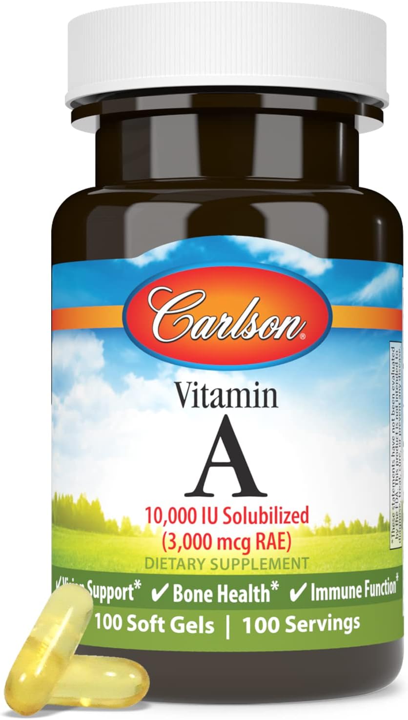 Carlson - Vitamin A Solubilised, 10000 IU (3000 mcg RAE), Water Soluble, Vision Health, 100 Softgels - görsel 4