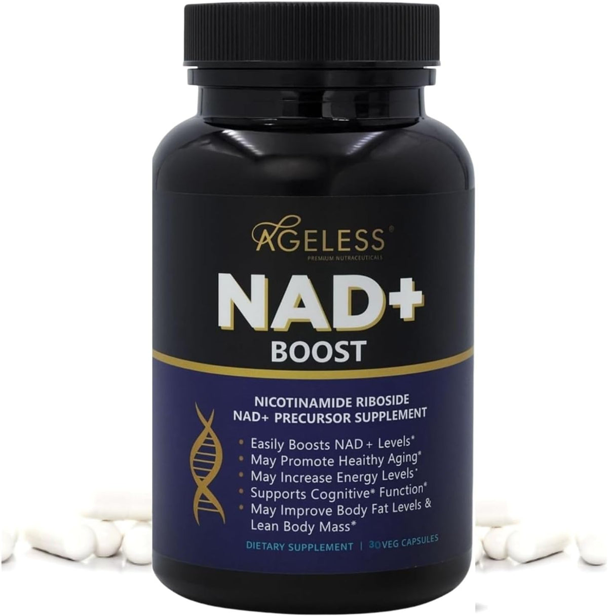 Ageless NAD+ Supplement - Nicotinamide – Cellular energy and longevity: Replenish NAD+ to enhance mitochondrial – Image 1