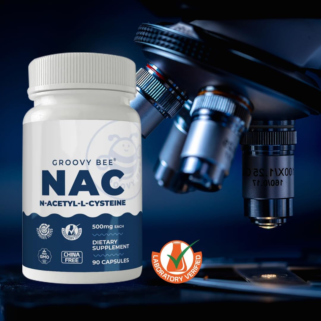 GROOVY BEE® NAC (N-Acetyl-L-Cysteine) 500mg, 90 Capsules – Image 3